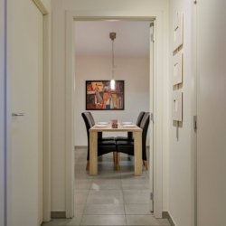 view to dining table in serviced one bedroom apartment in Madou Brussels