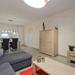 spacieux espace de vie et de repas dans un appartement meublé d'une chambre à coucher situé entre la Commission européenne et le centre-ville de Bruxelles.