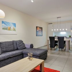 spacious dining and living space in furnished one bedroom apartment between European Commission and City Centre Brussels