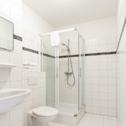 manhattan view studio apartment bathroom with shower