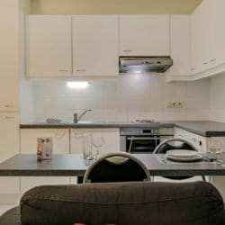 fully equipped kitchen and dining in serviced apartment brussels
