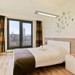 double bed with city views in brussels