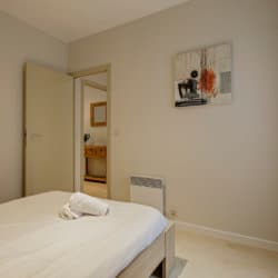 double bed with linens and cleaning in serviced apartment
