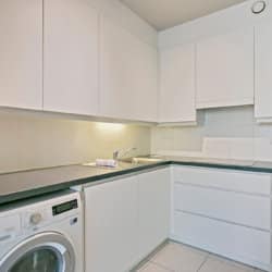 fully equipped kitchen with washing machine and dishwasher