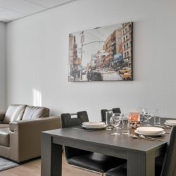 four person dining table in furnished apartment in brussels city centre