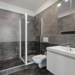renovated bathroom with shower in central brussels bbf serviced apartment